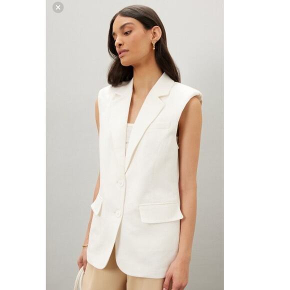 ENDLESS ROSE White Linen Blend Oversized Sleeveless Vest Blazer Size Small - Picture 1 of 9